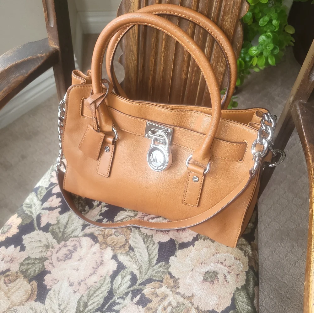 Michael Kors Leather Satchel with Silver Hardware